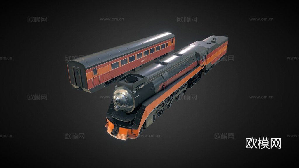 火车  蒸汽机车3d模型下载（渲染图1）