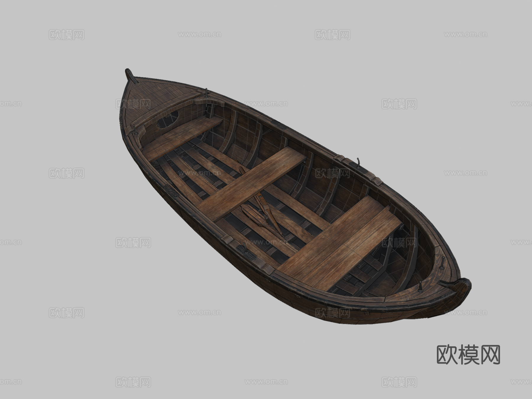 木质划艇库布特  十九世纪3d模型下载（渲染图2）