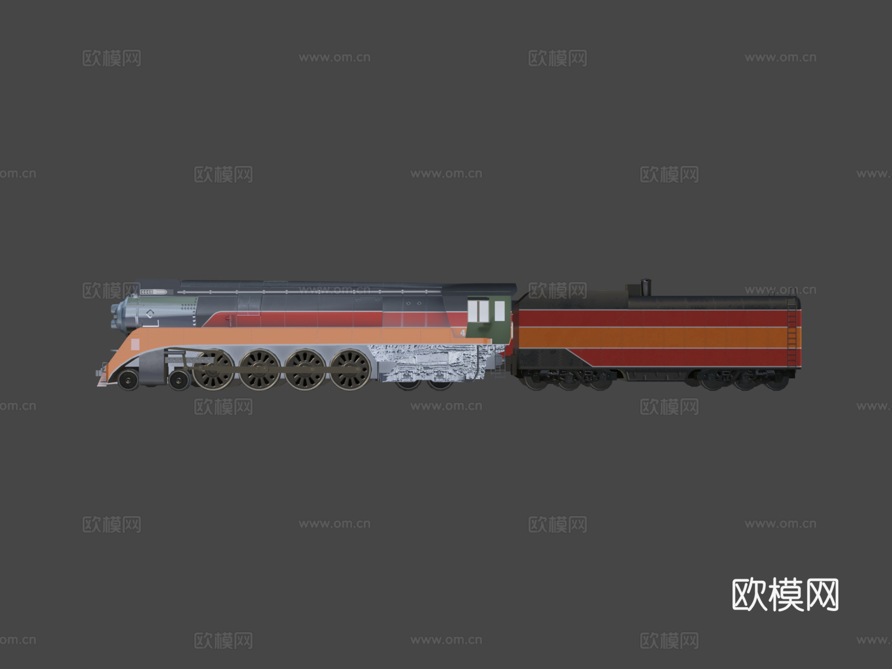 火车  蒸汽机车3d模型下载（渲染图6）