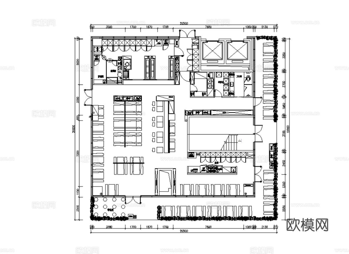 29套现代烧烤烤肉烤串店CAD平面设计方案cad施工图