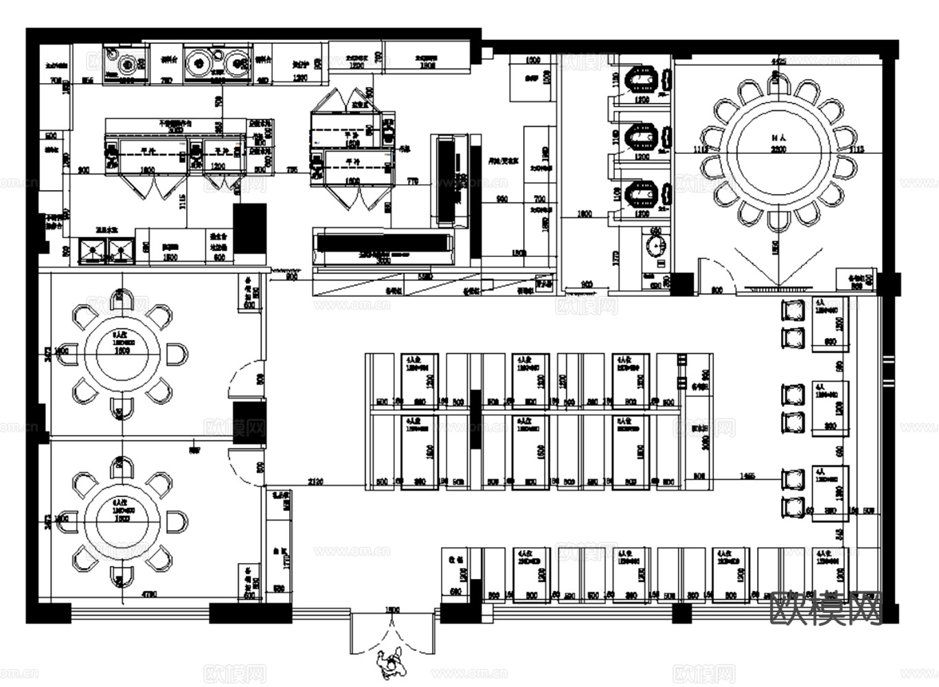 29套现代烧烤烤肉烤串店CAD平面设计方案cad施工图