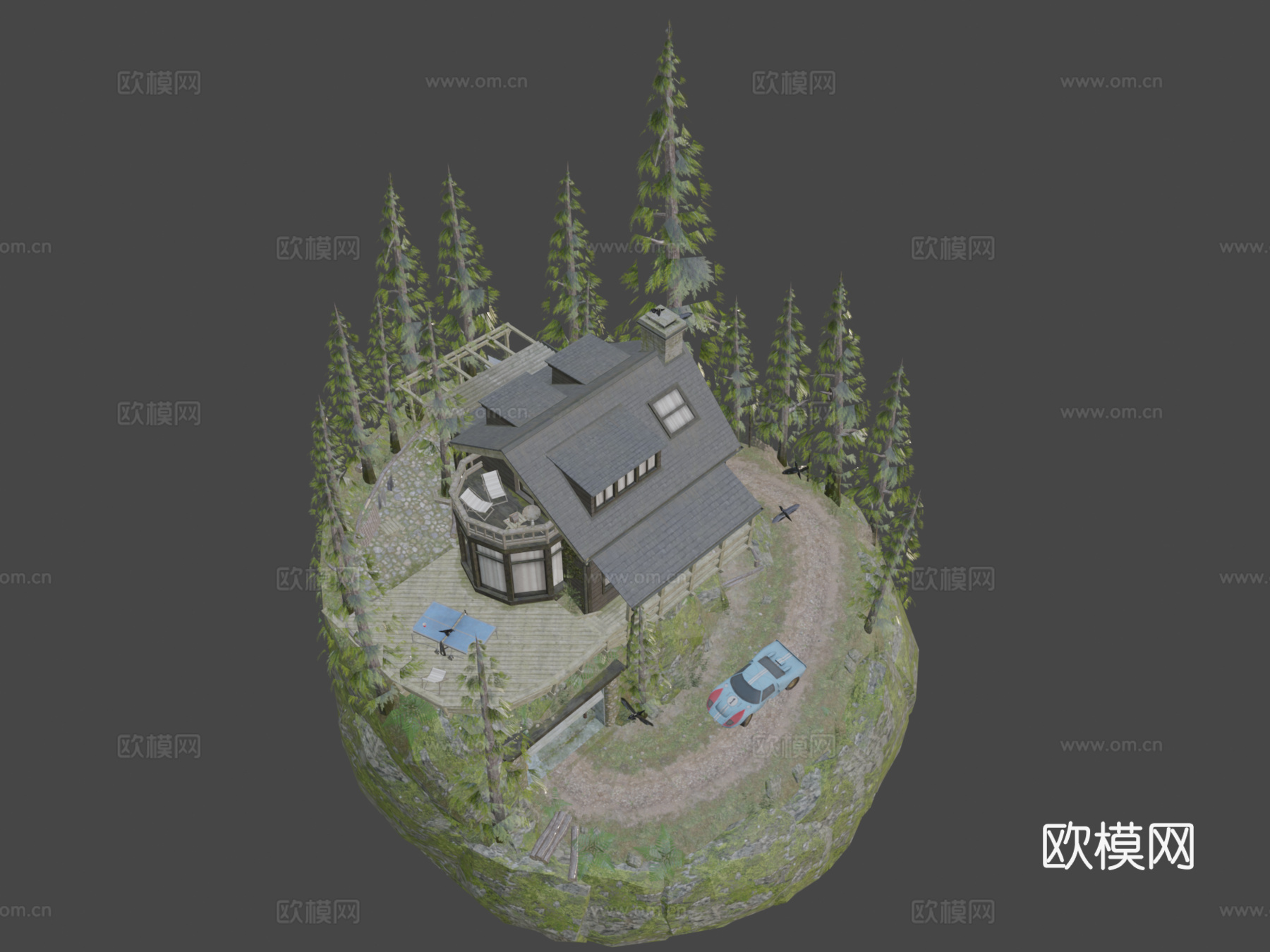 DAE立体  森林独行侠与赛车3d模型下载（渲染图8）