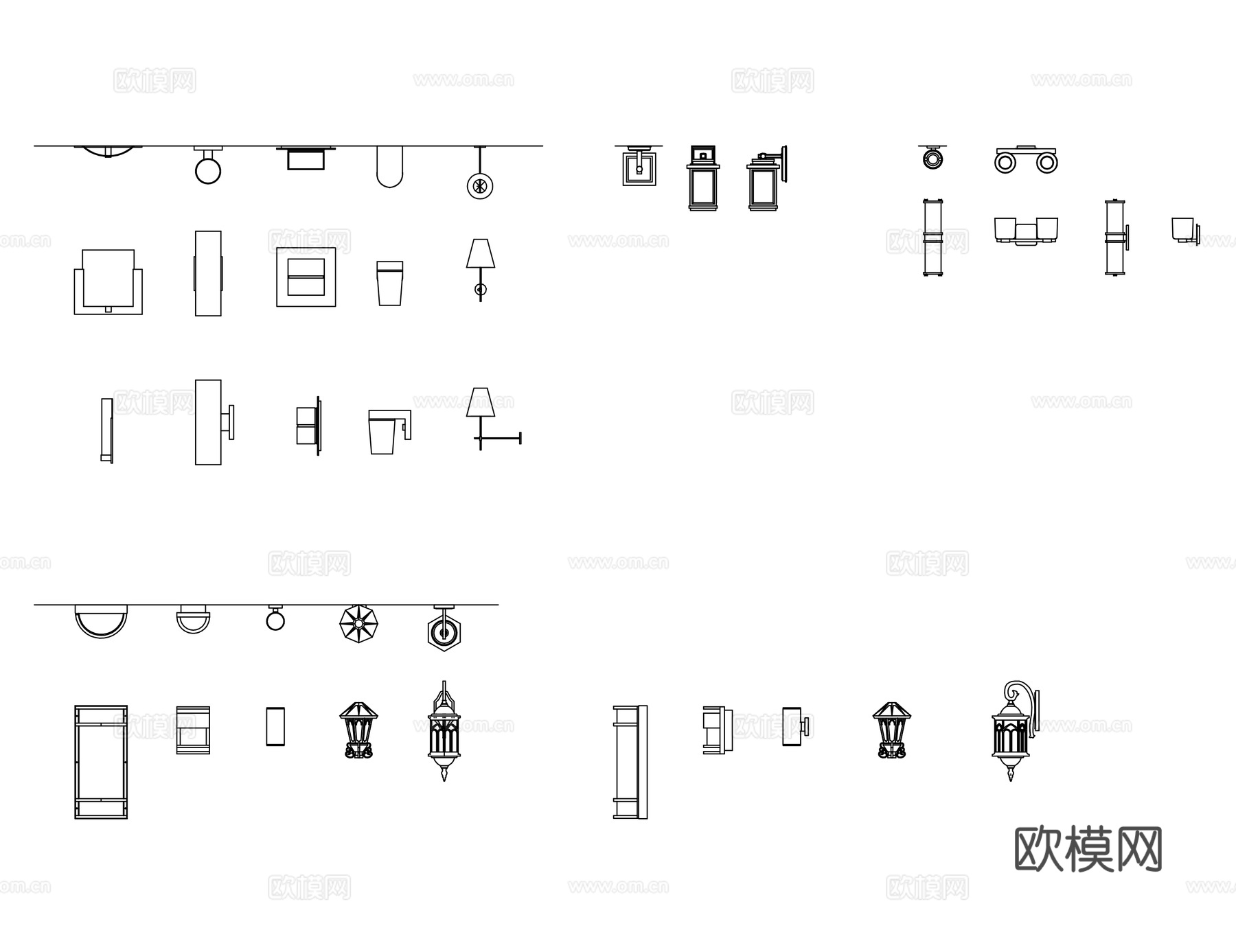 壁灯 墙壁灯 挂墙灯 墙上灯 侧墙灯cad施工图