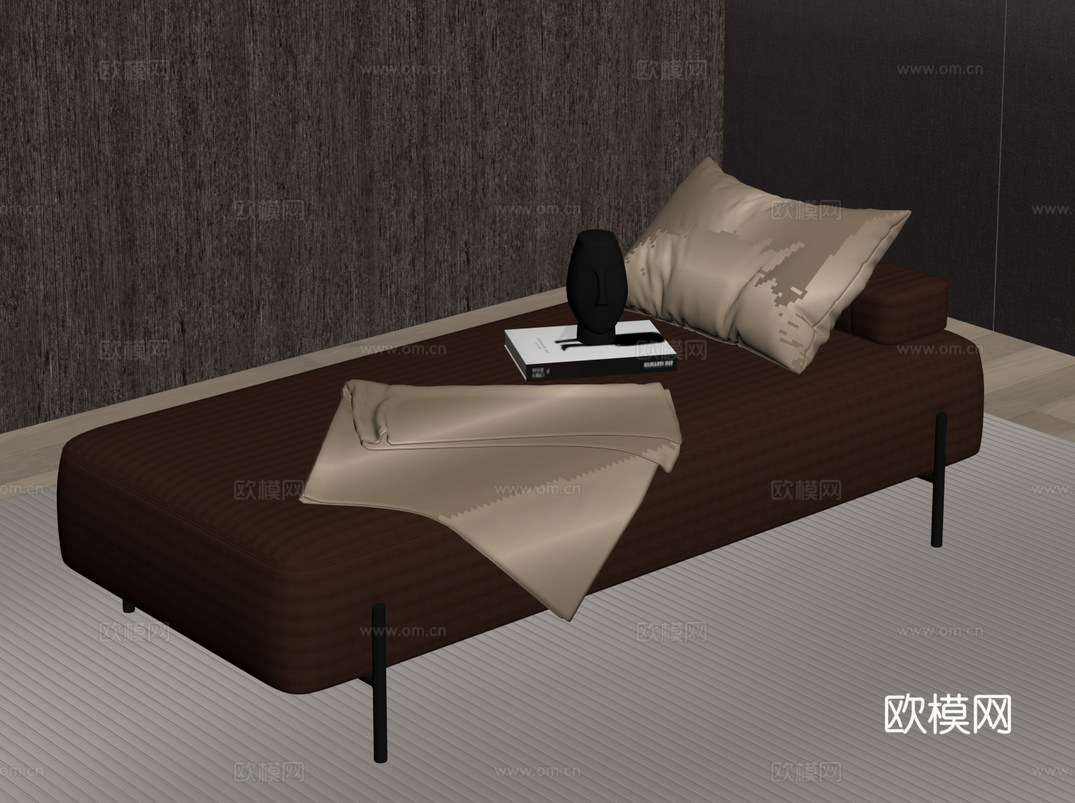 现代意式贵妃椅 床尾凳su模型