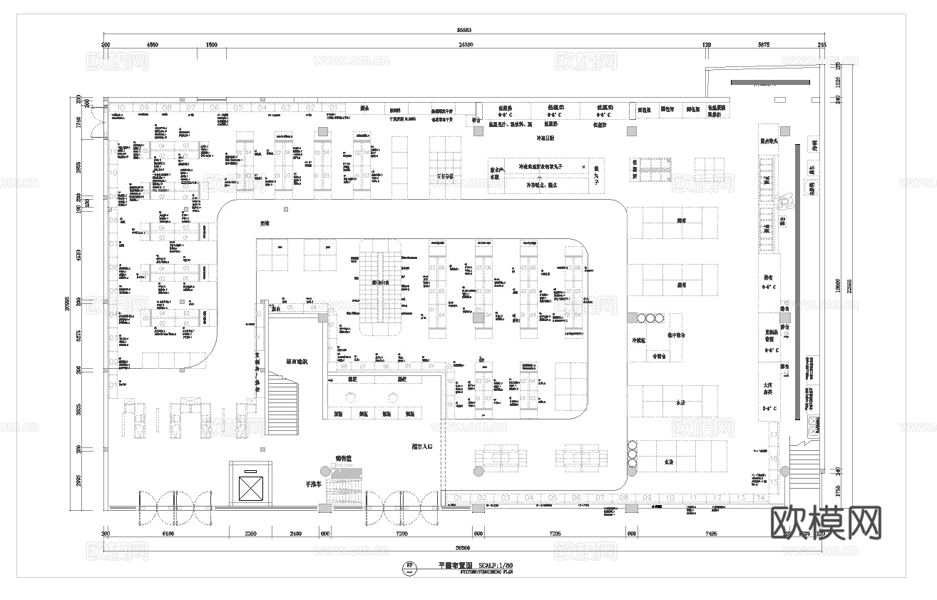 大型超市 最新全套施工图设计cad施工图