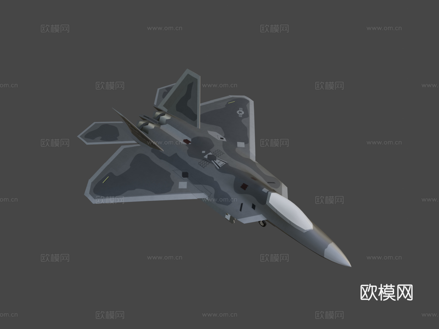 低多边形一 一美国空军F22A猛禽3d模型下载（渲染图7）
