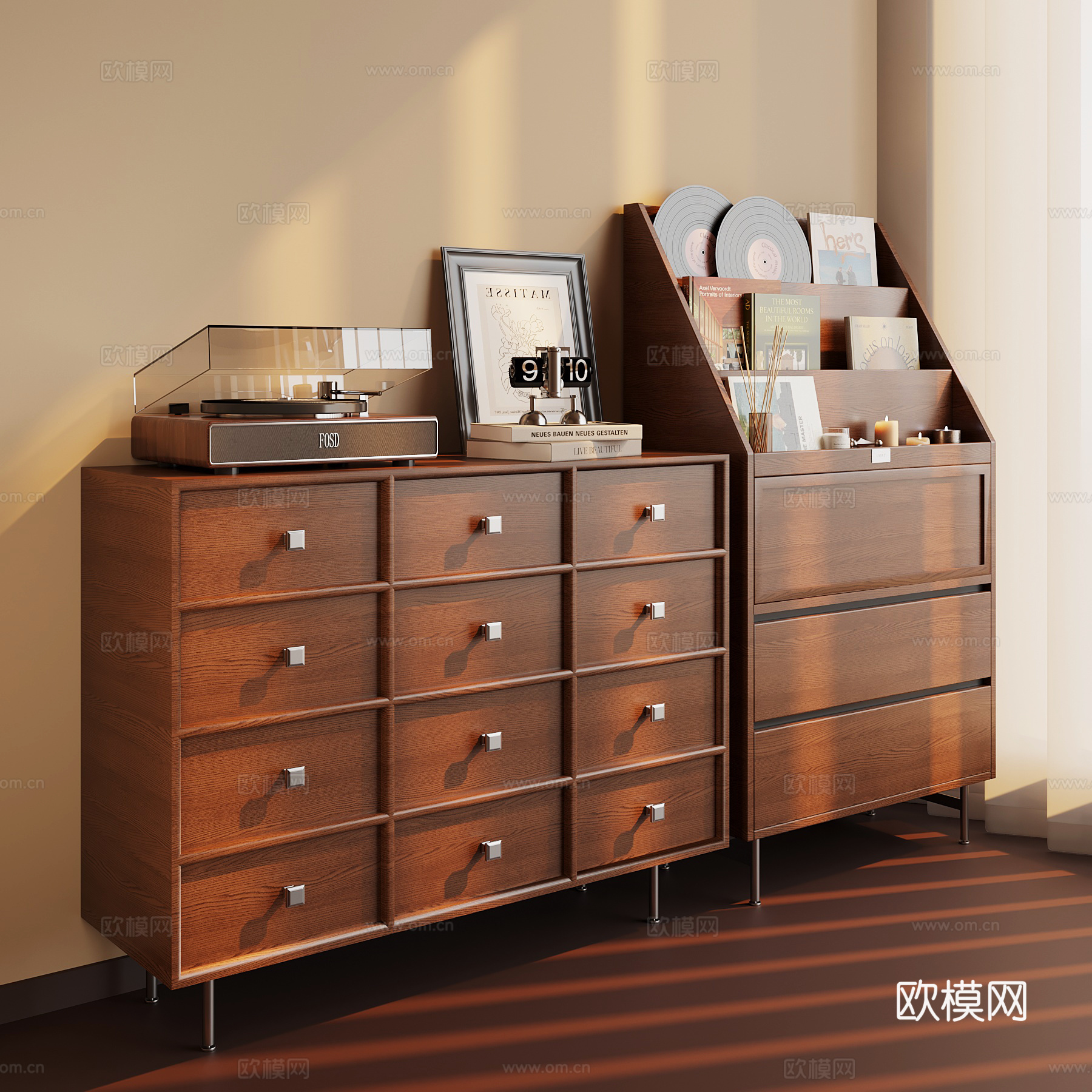 法式中古边柜 斗柜 置物柜su模型