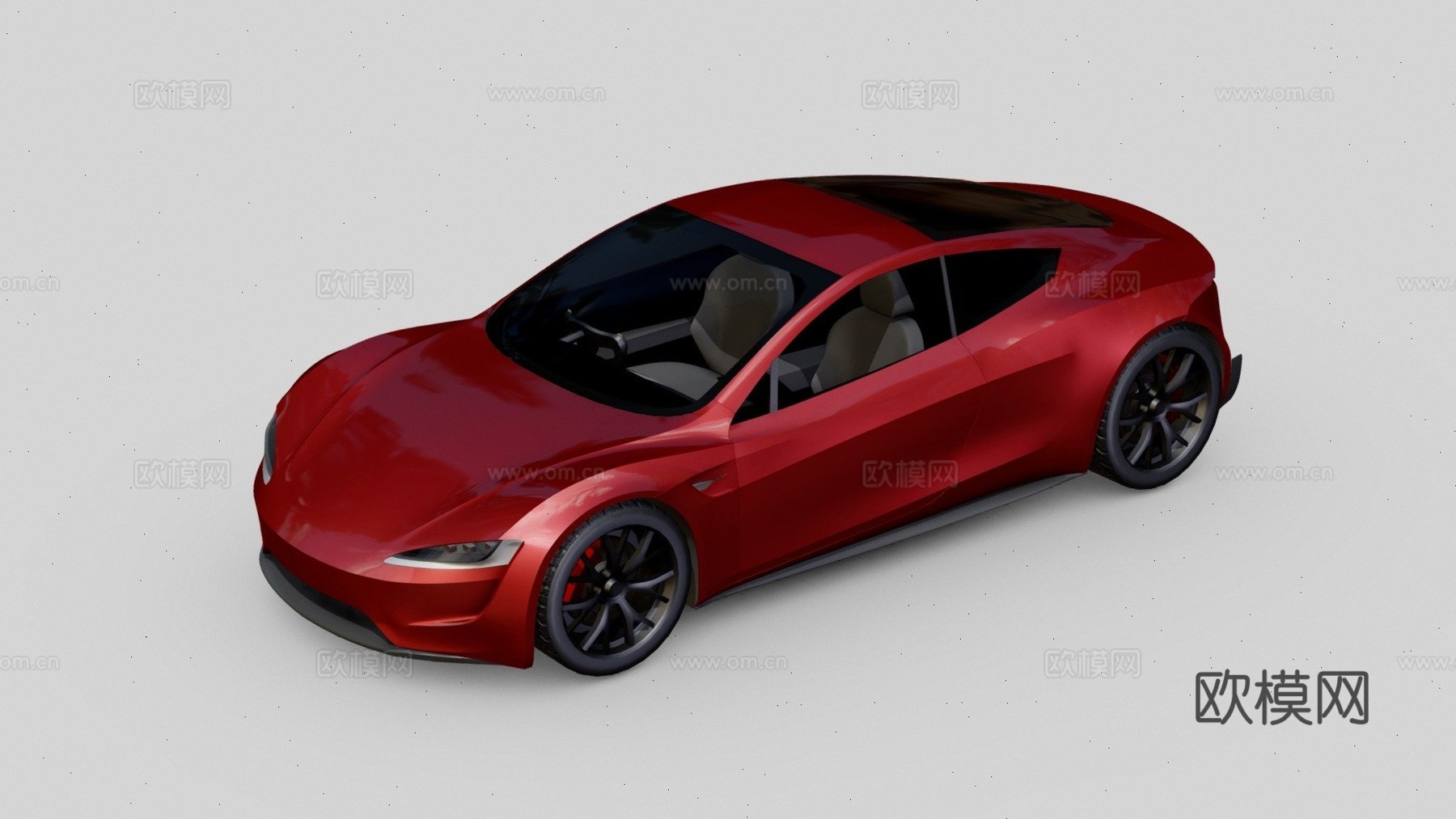 特斯拉跑车  20美元3d模型下载（渲染图1）