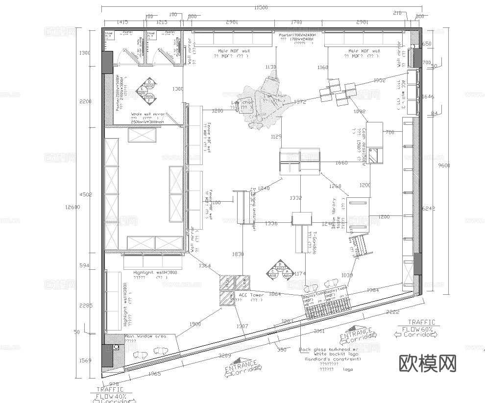 男装女装服装店专卖店 最新全套施工图设计cad施工图
