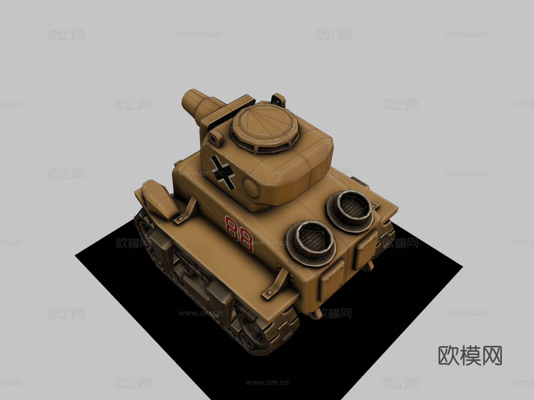 合金弹头  叛军坦克3d模型下载（渲染图2）