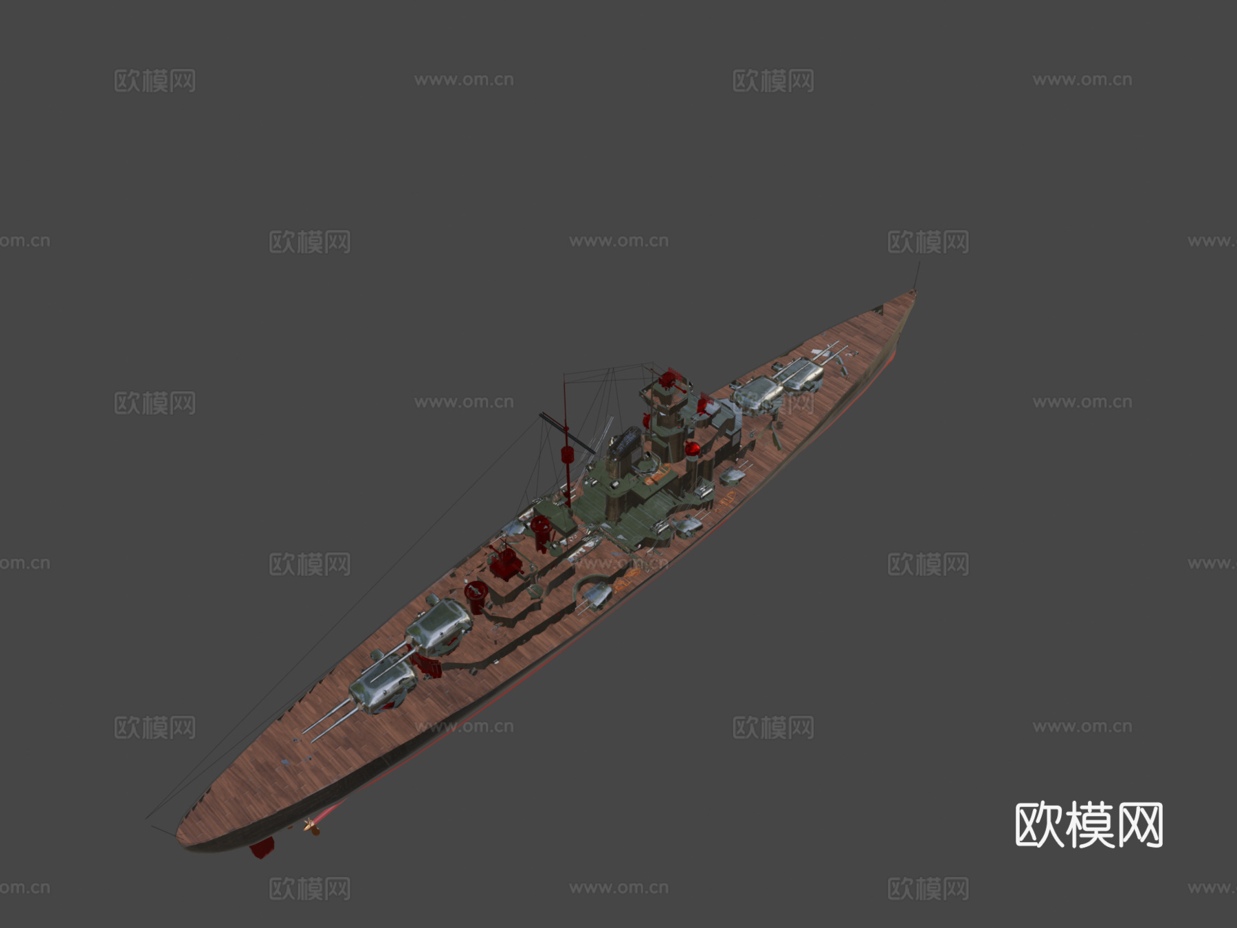 俾斯麦战列舰3d模型下载（渲染图8）