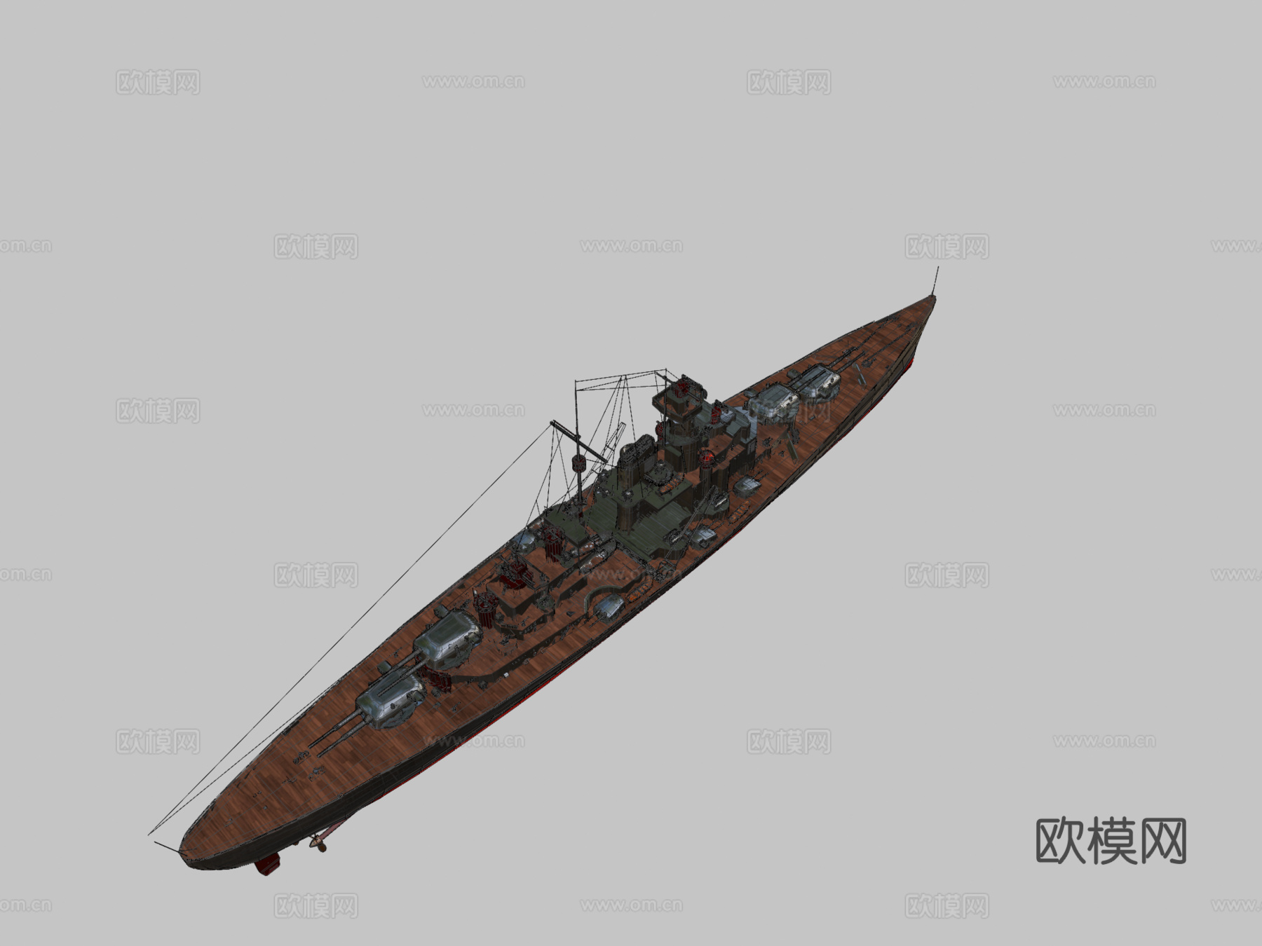 俾斯麦战列舰3d模型下载（渲染图2）