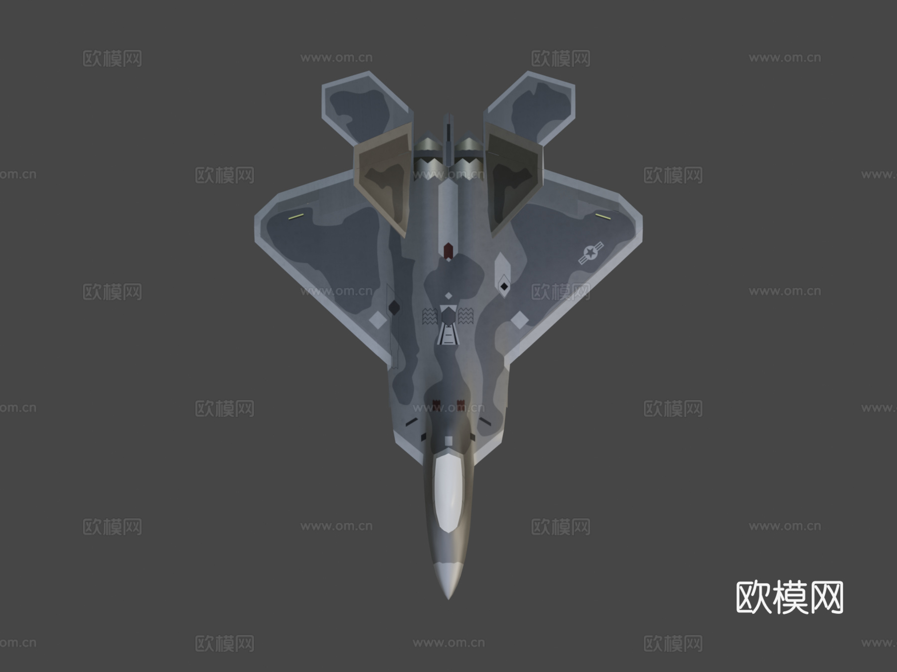 低多边形一 一美国空军F22A猛禽3d模型下载（渲染图8）