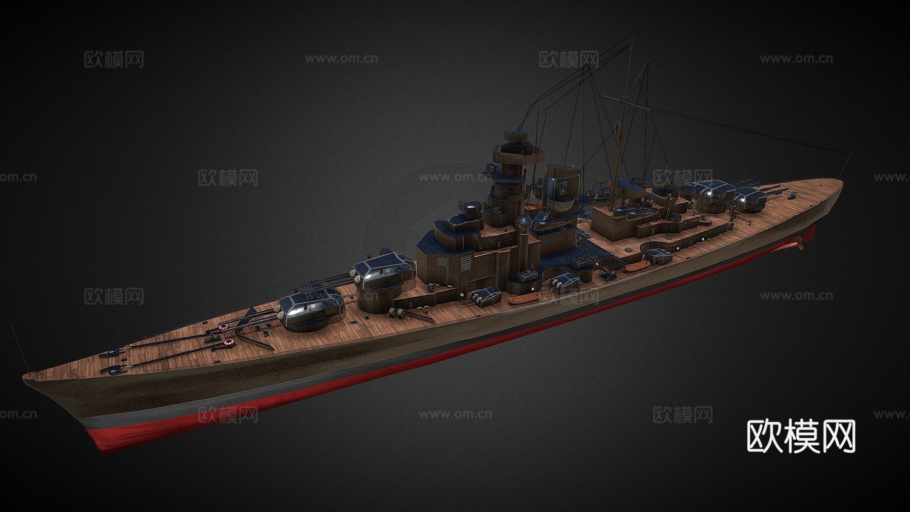 俾斯麦战列舰3d模型下载（渲染图1）
