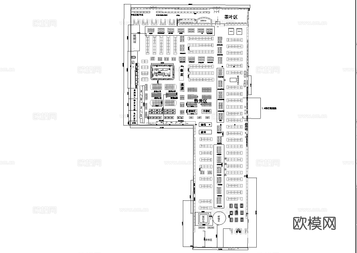 大型超市 最新平面施工图设计cad施工图