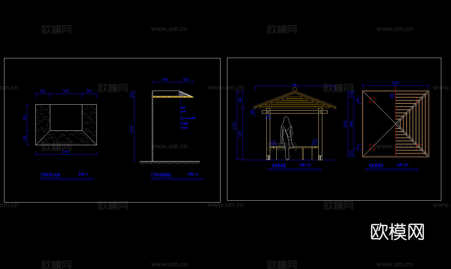 别墅庭院景观平面cad施工图