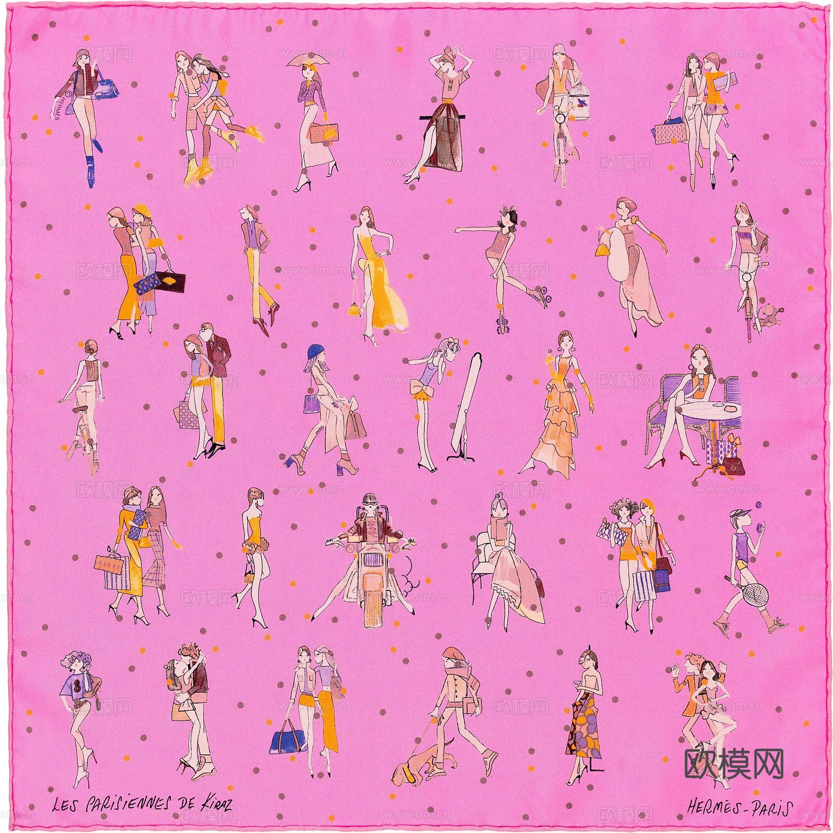 国外高端丝巾面料印花图案1063下载