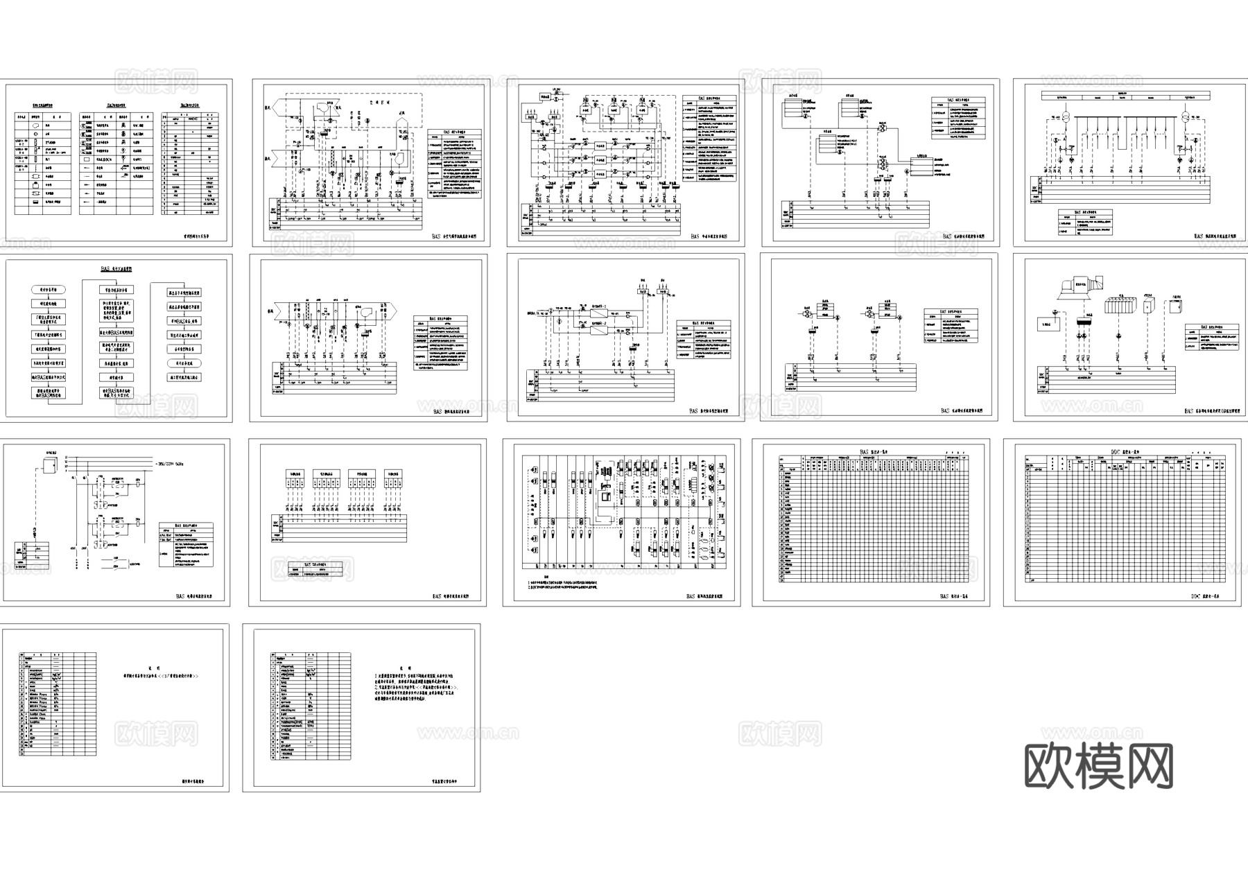 建筑自动化BAS系统全套控制原理图CAD施工图cad施工图