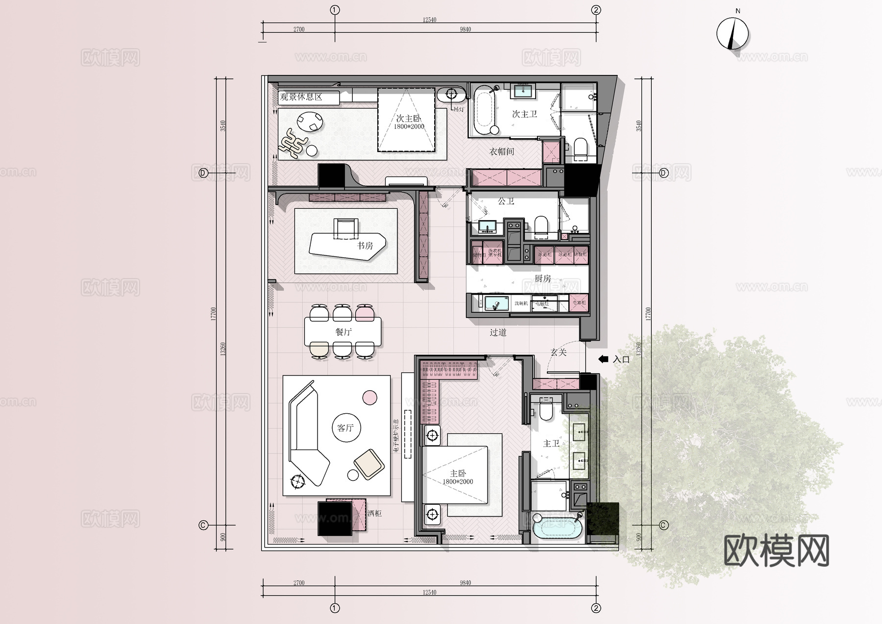 150㎡大平层全套施工图   CAD家装施工图   样板房公cad施工图