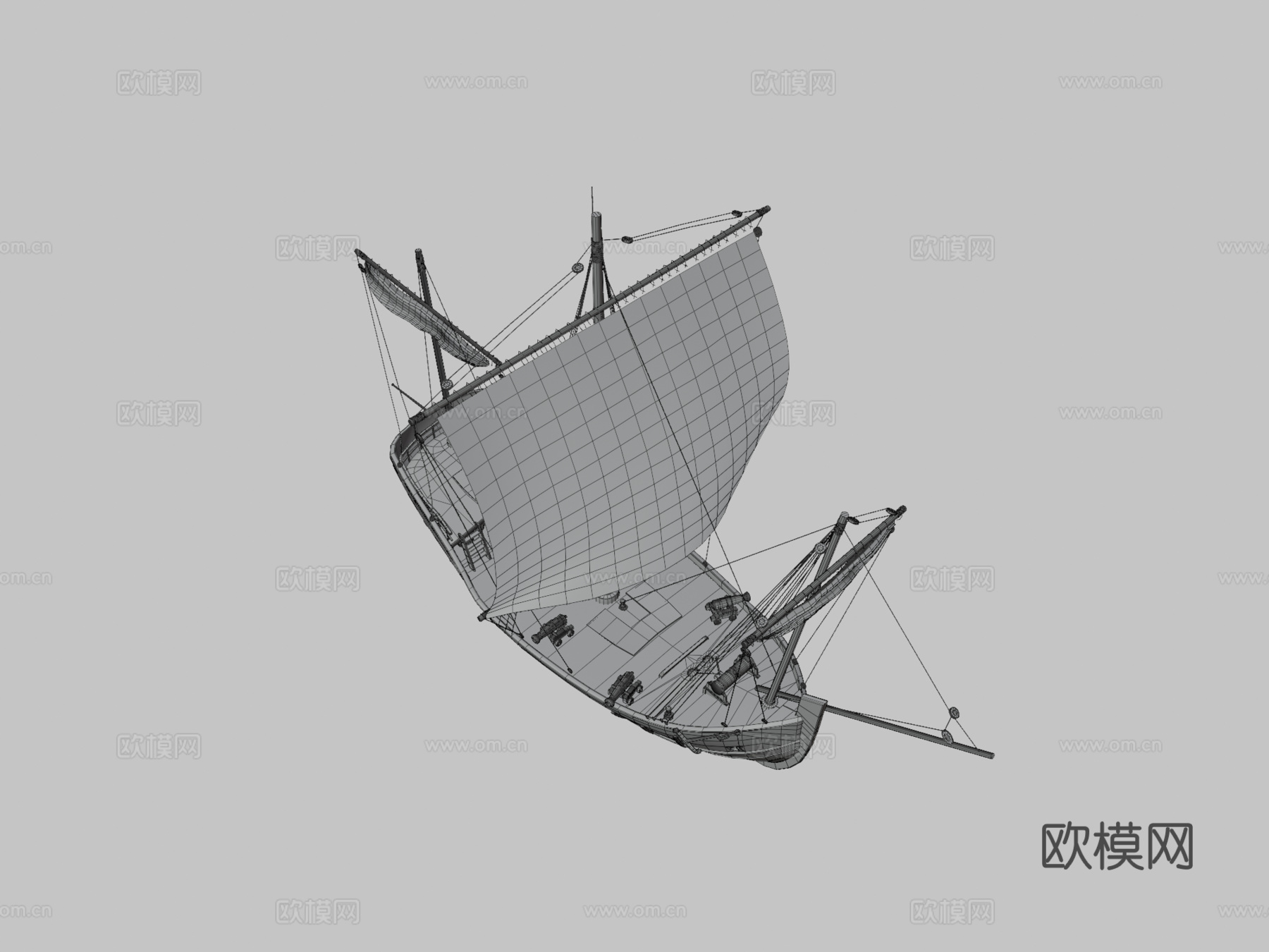 卡拉维尔帆船3d模型下载（渲染图3）