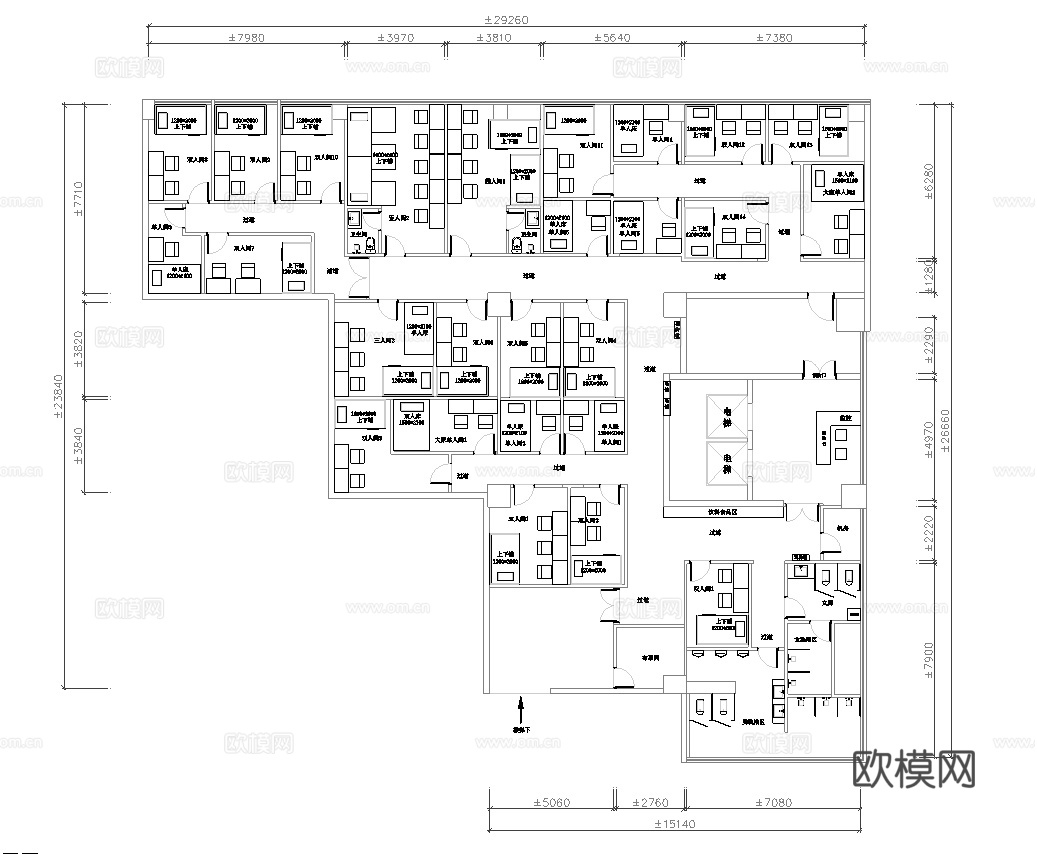 700平电竞酒店 最新平面施工图设计cad施工图