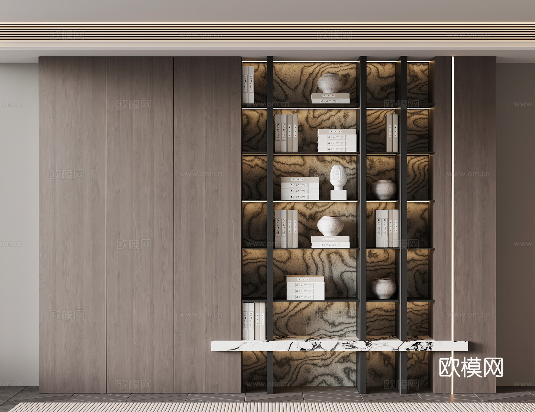 现代意式茶柜 置物柜su模型