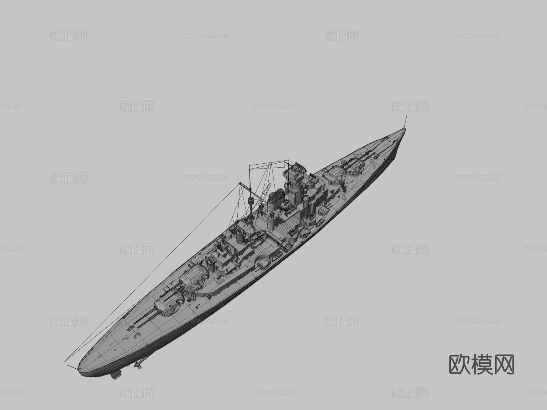 俾斯麦战列舰3d模型下载（渲染图3）