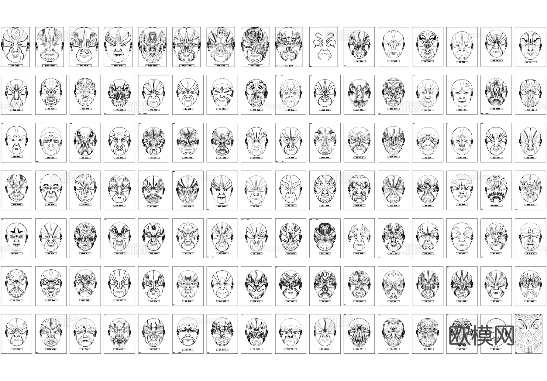 京剧脸谱图块图库CAD施工图cad施工图