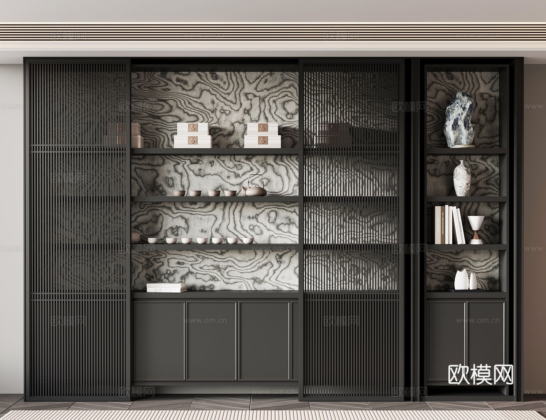 现代意式茶柜 置物柜su模型