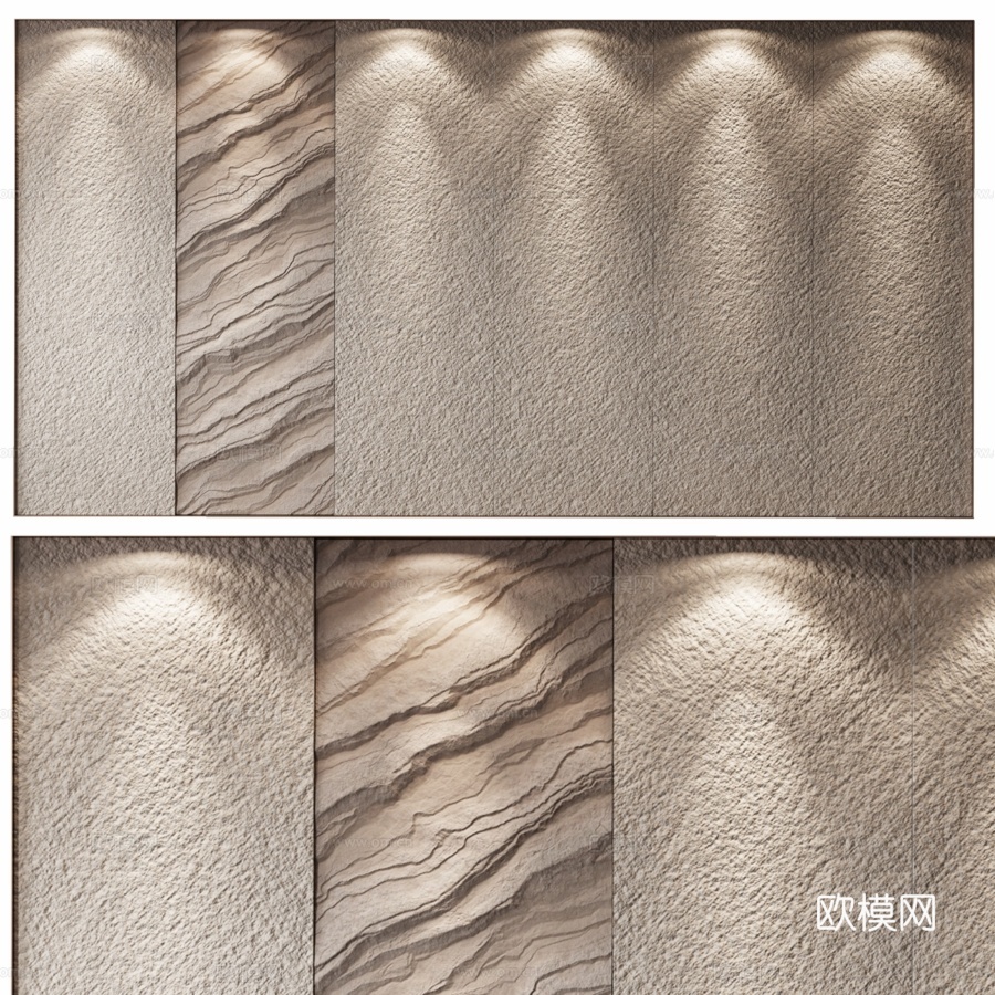 现代墙面3d模型下载（渲染图1）