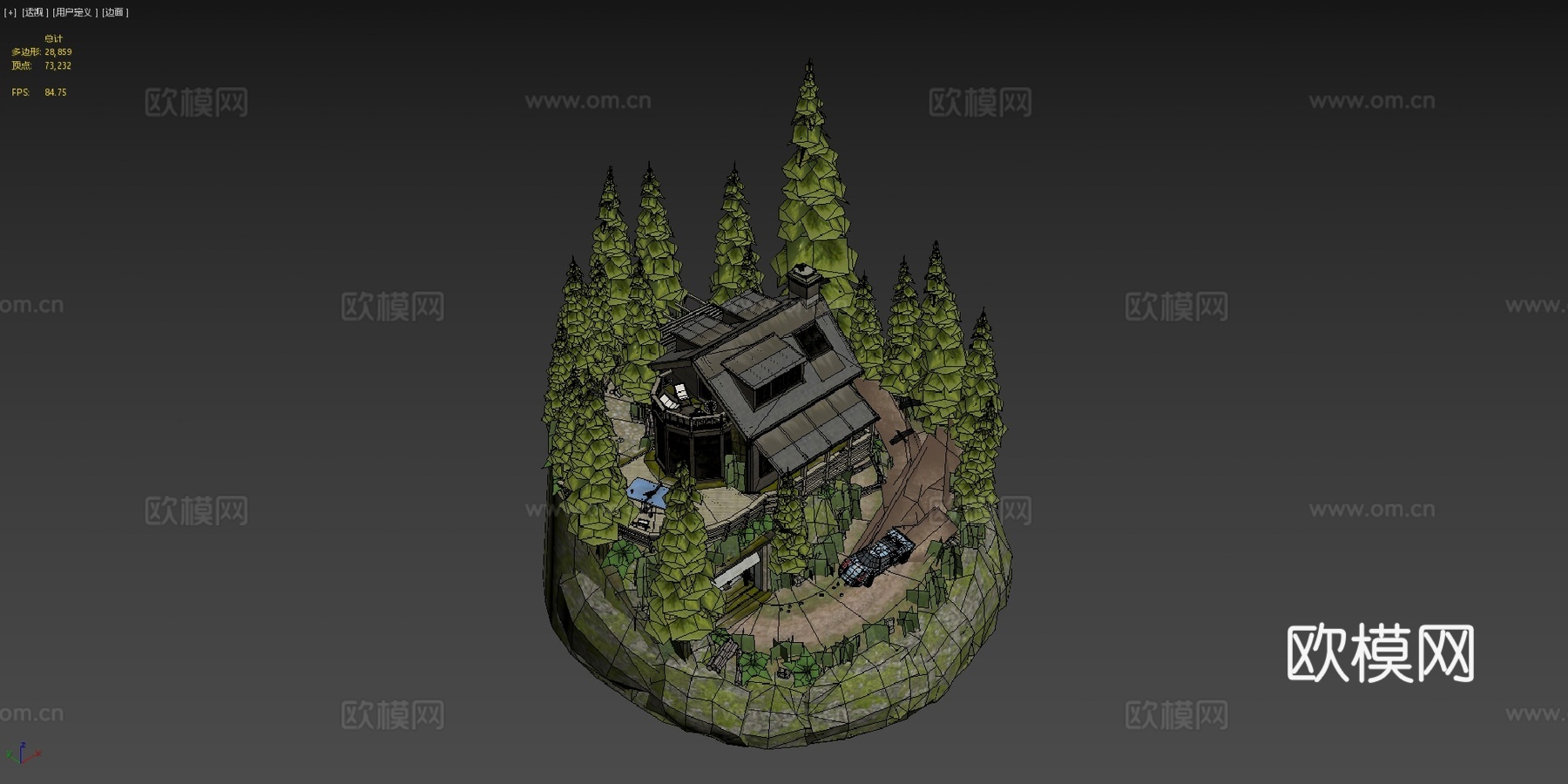 DAE立体  森林独行侠与赛车3d模型下载（渲染图4）