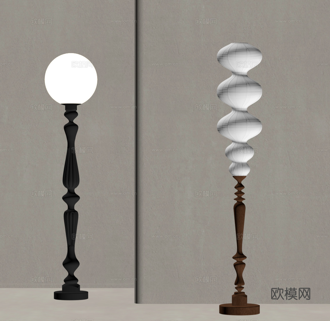 法式复古落地灯su模型