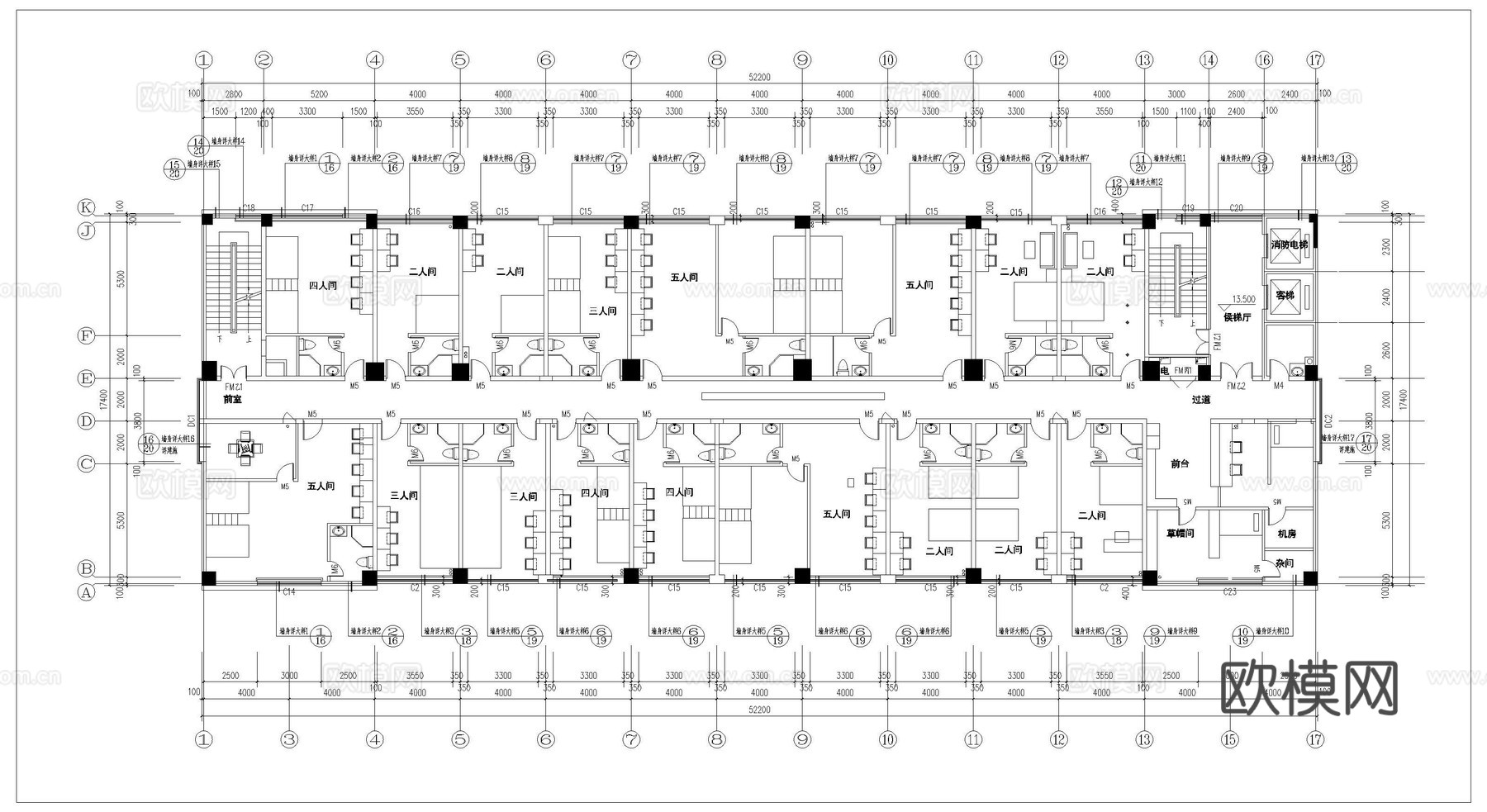 1000平电竞酒店 最新平面施工图设计cad施工图
