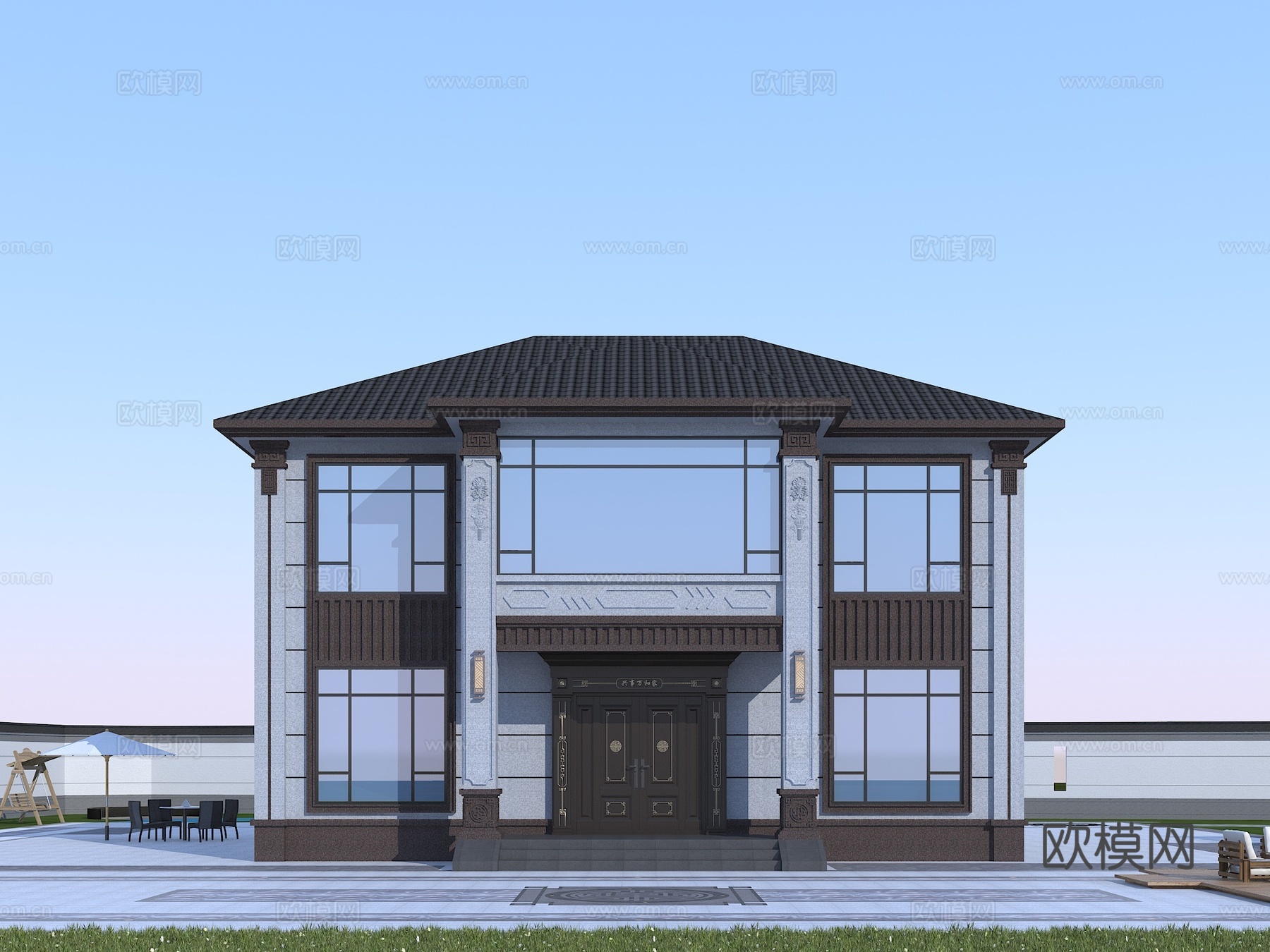 自建房别墅  中式独栋别墅su模型