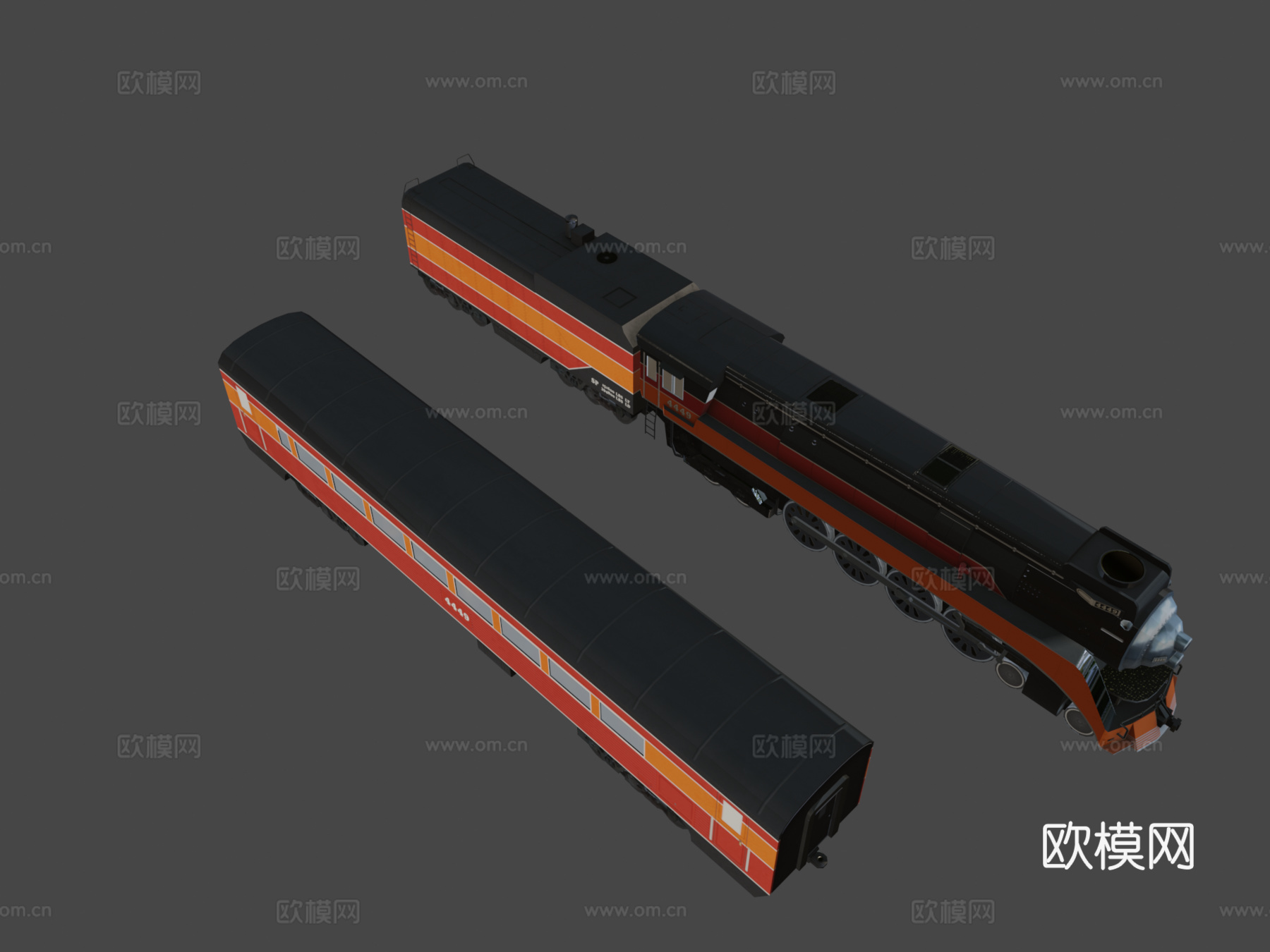 火车  蒸汽机车3d模型下载（渲染图8）