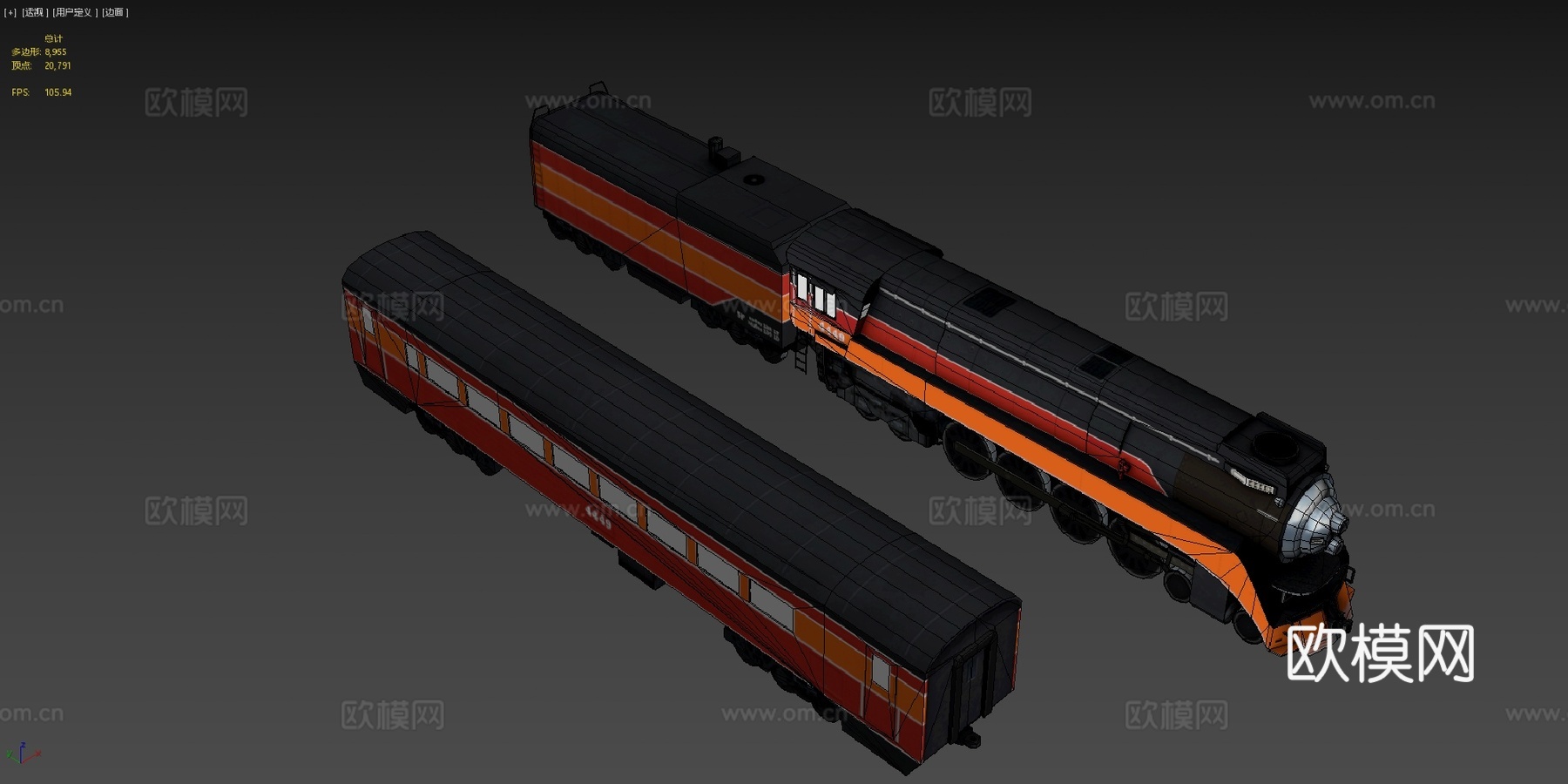 火车  蒸汽机车3d模型下载（渲染图4）