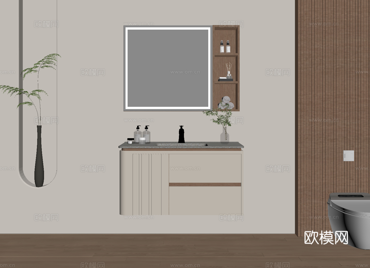 现代简约浴室柜 洗手台su模型