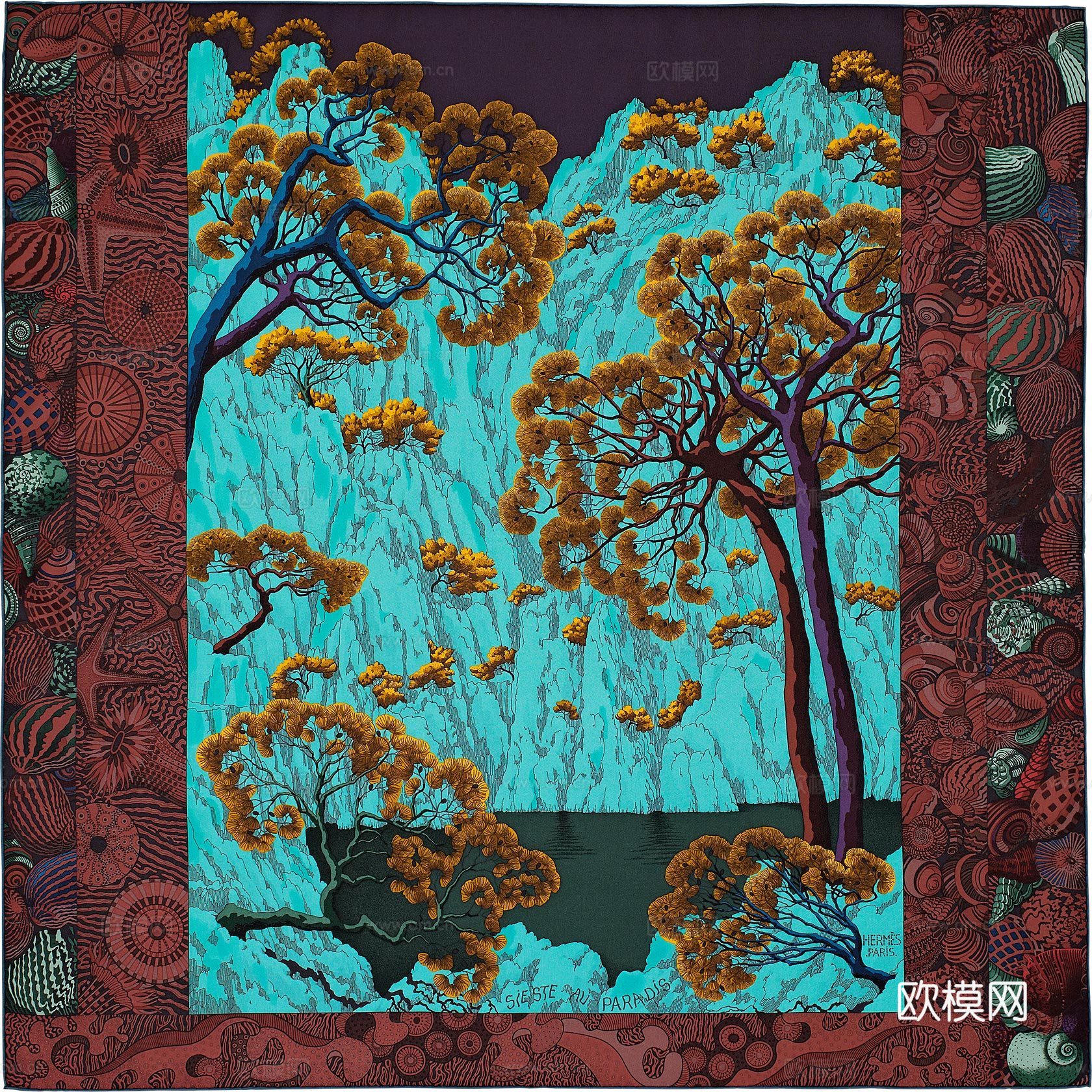 国外高端丝巾面料印花图案206下载