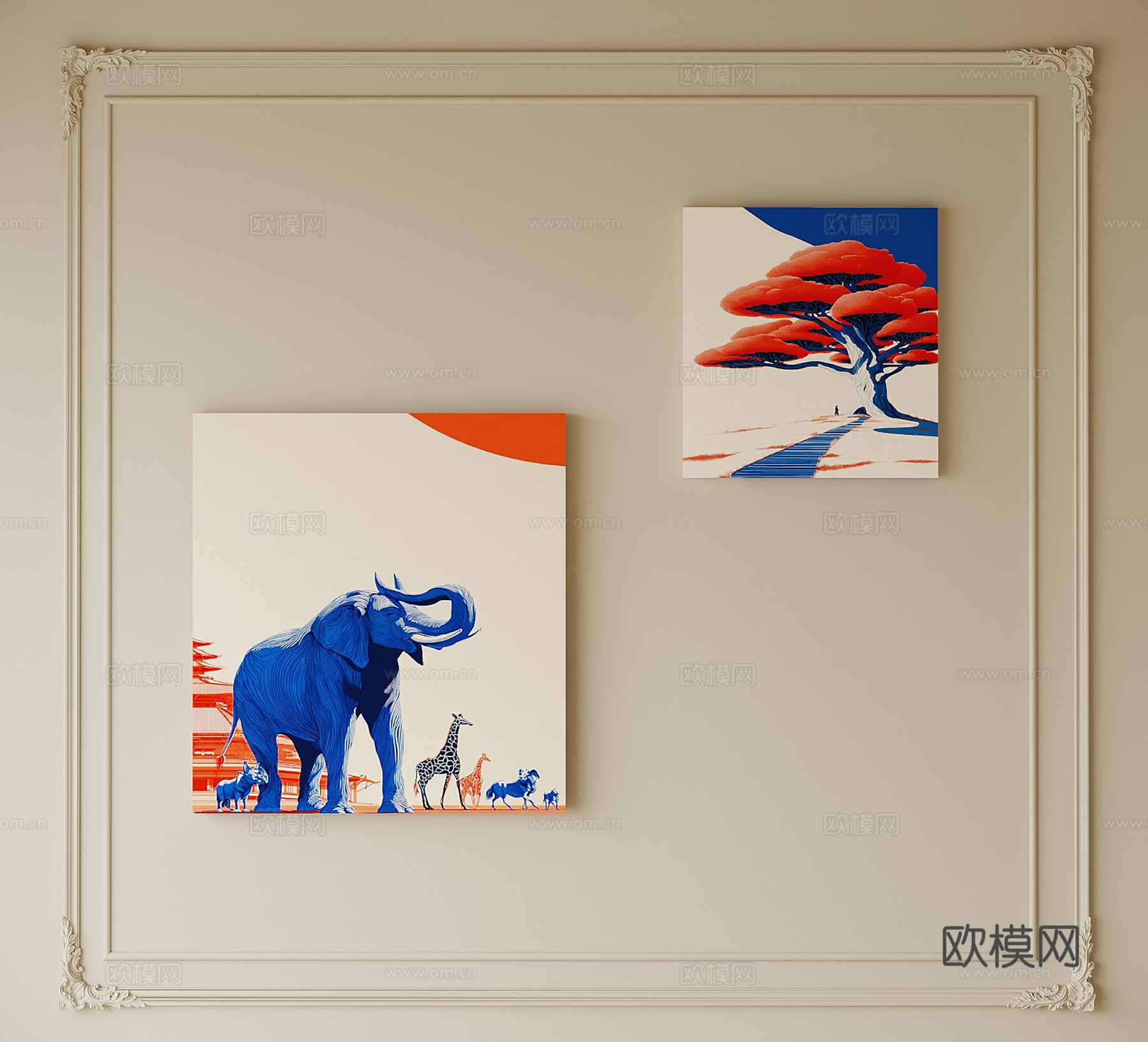 现代挂画su模型