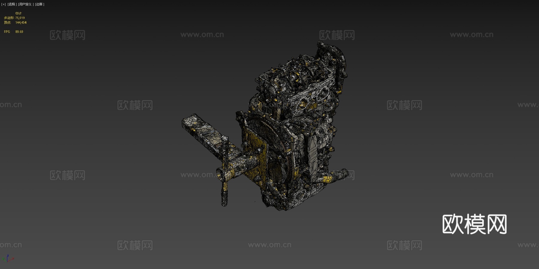 斯巴鲁傲虎发动机长缸体3d模型下载（渲染图4）
