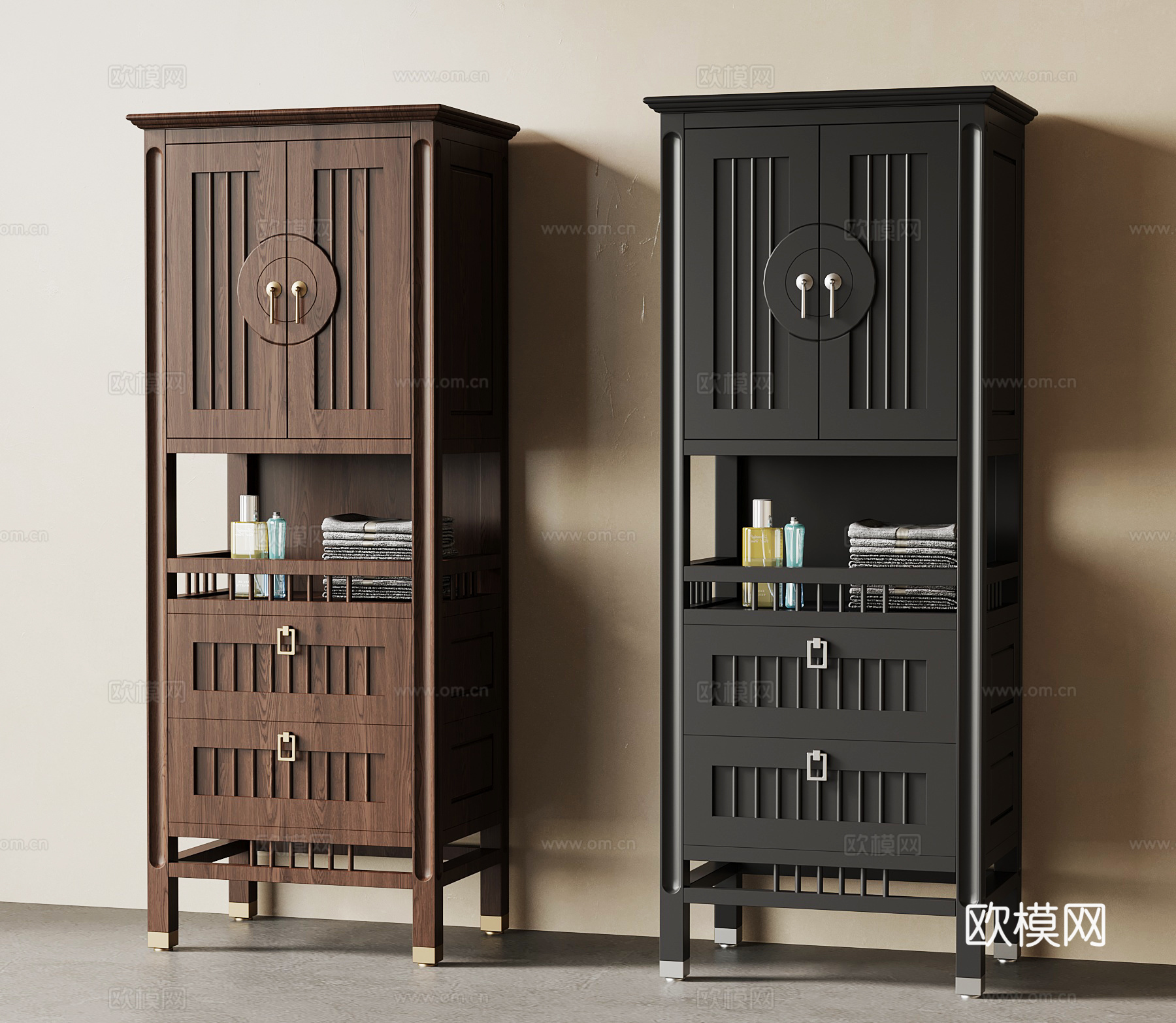 新中式置物柜3d模型下载