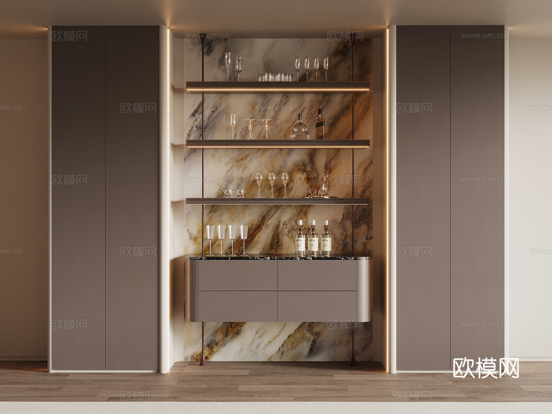 现代意式酒柜su模型