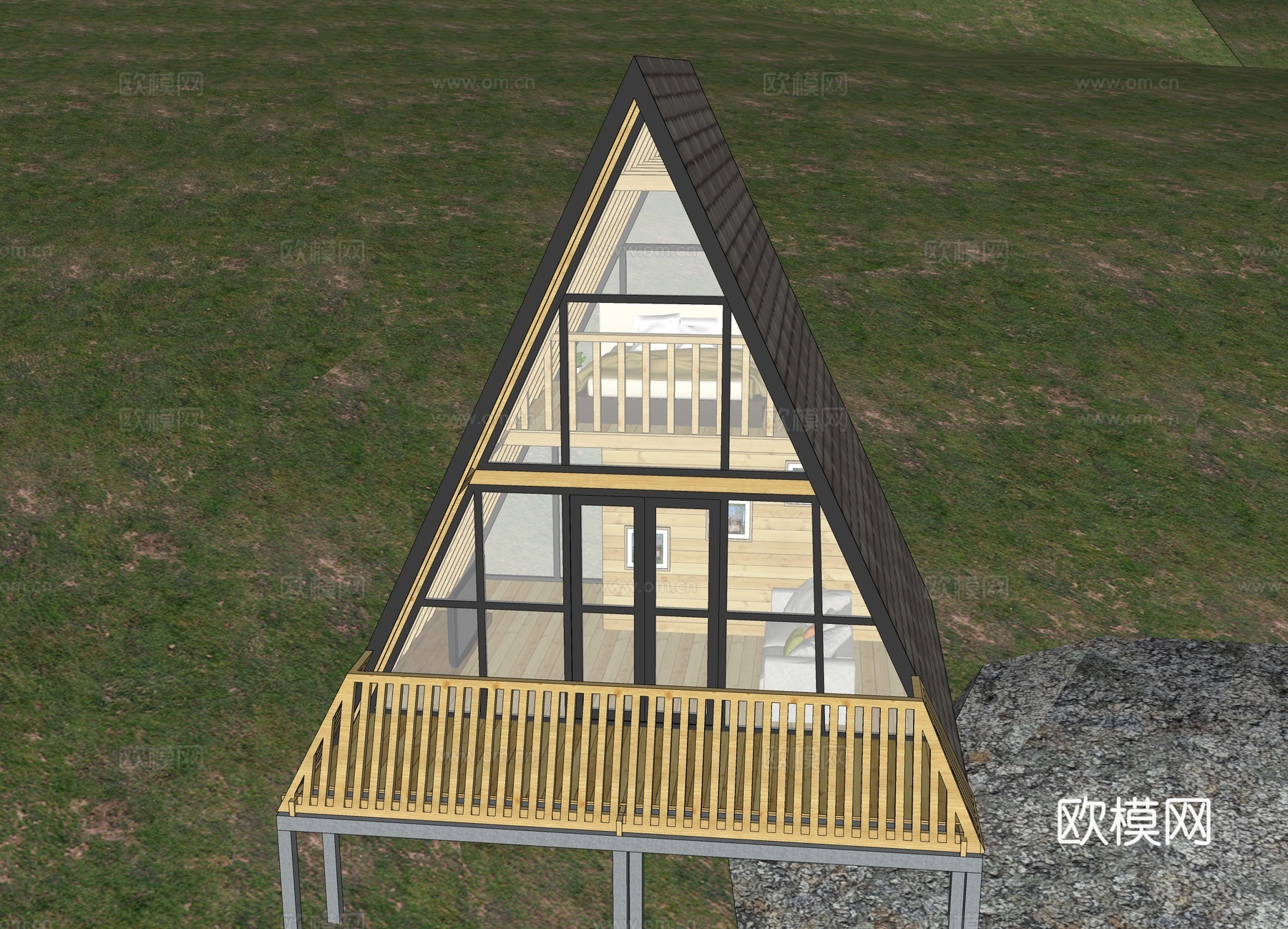 三角木屋民宿su模型