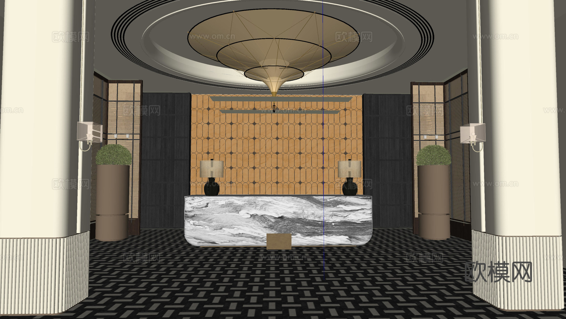 酒店大堂su模型