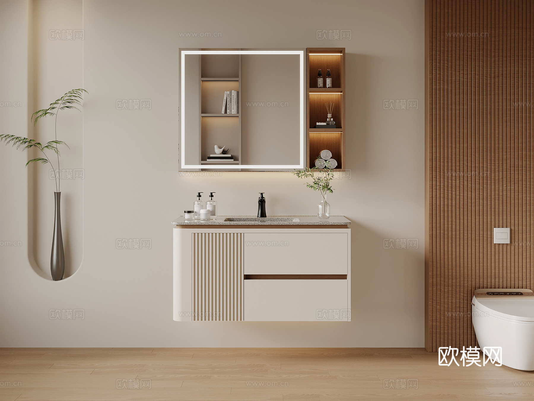 现代简约浴室柜 洗手台su模型