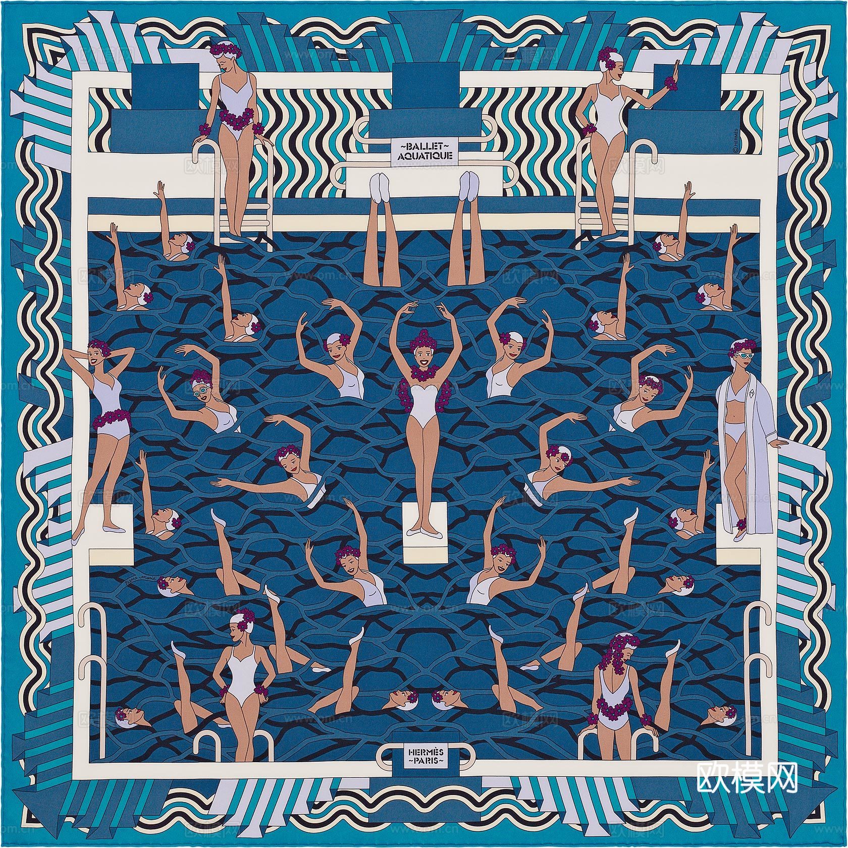 国外高端丝巾面料印花图案1224下载