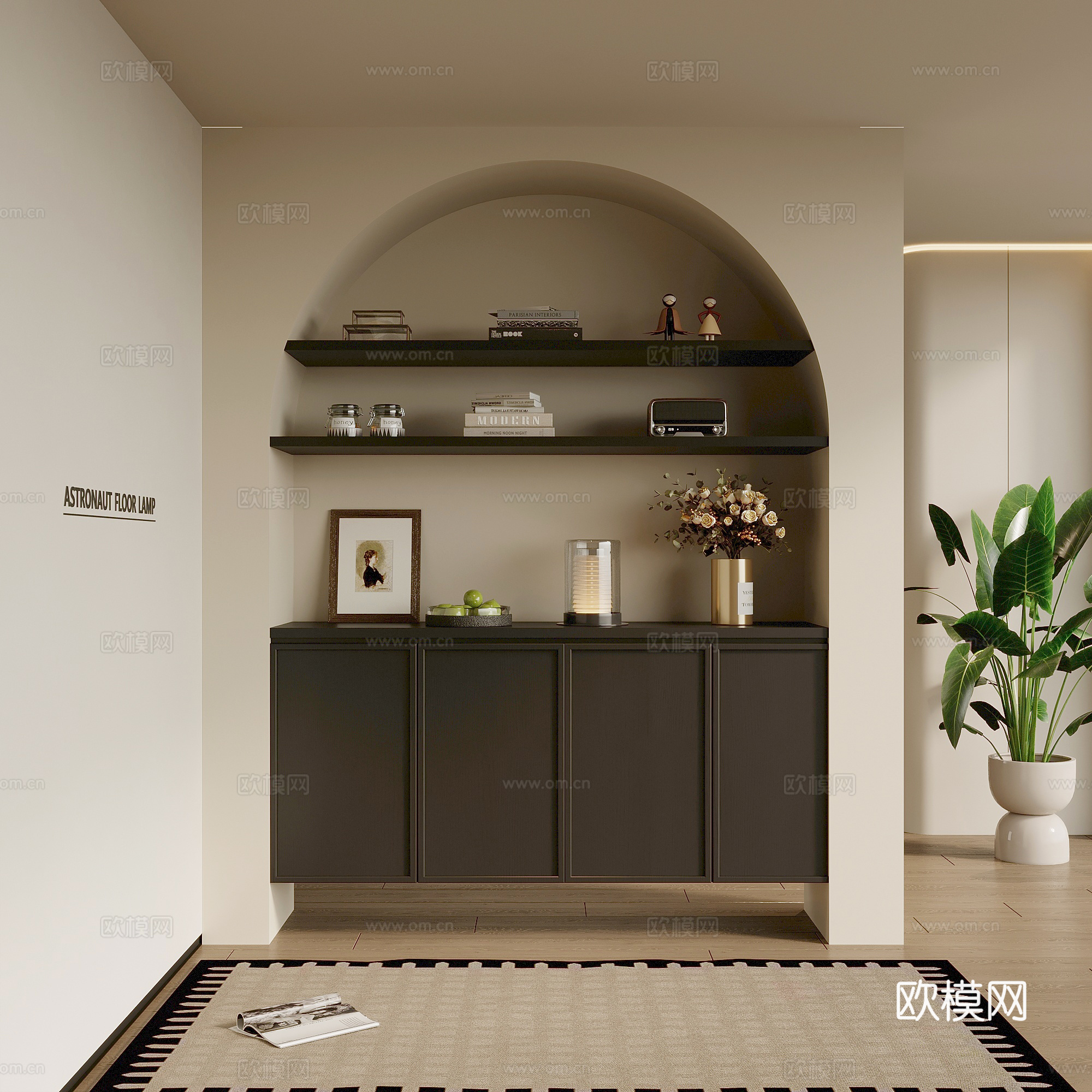 法式玄关柜 边柜 鞋柜su模型