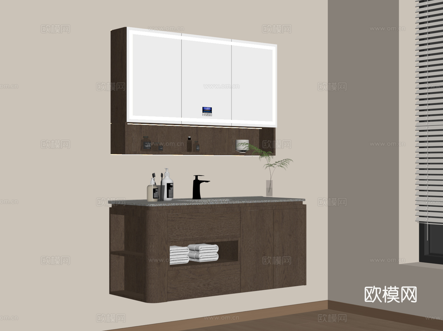 现代简约浴室柜 洗漱用品su模型