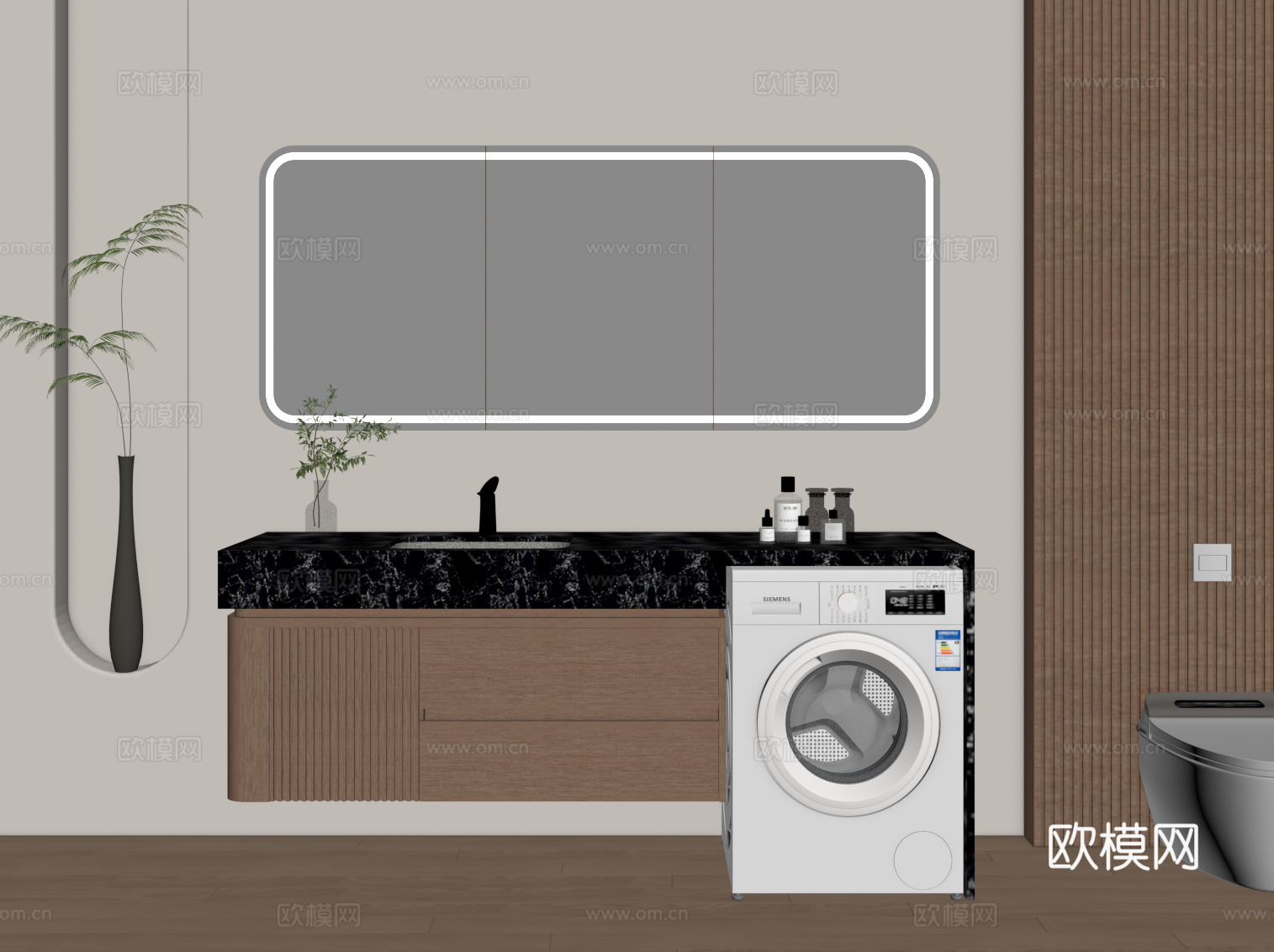 现代简约浴室柜 洗衣机柜su模型