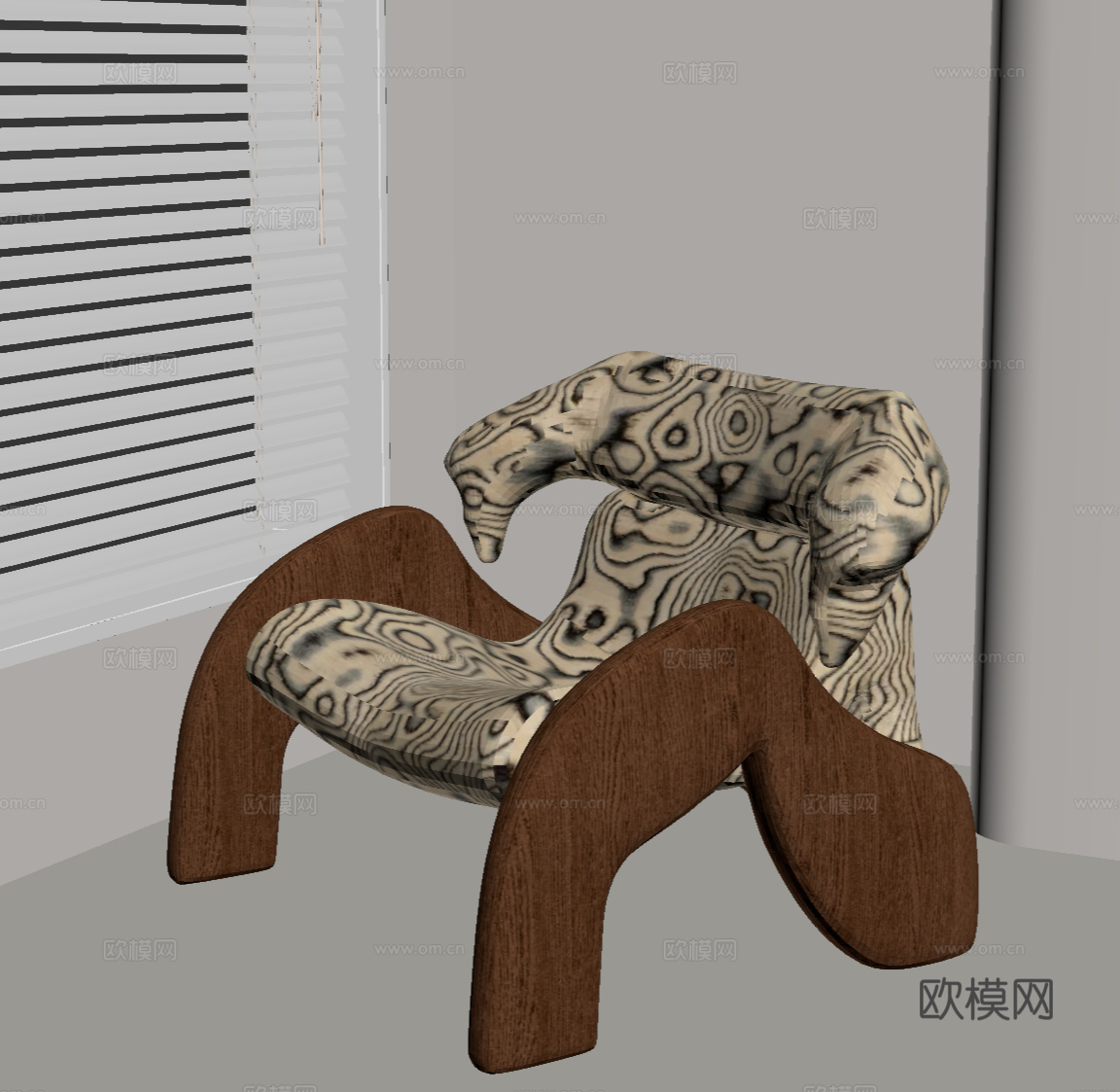 中古风休闲椅 单人沙发su模型